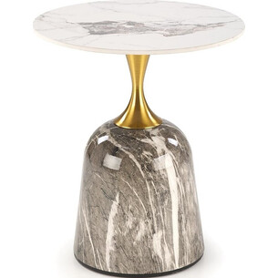 Stolik boczny Rosa 55cm biały marmur / popielaty marmur / złoty Halmar 2