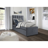 Russo 90cm ash gray upholstered bed with pull-out mattress Halmar
