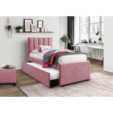 Russo 90cm pink upholstered bed with pull-out mattress Halmar