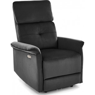 Semir velvet black electrically reclining armchair with usb Halmar