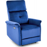 Semir velvet navy blue electrically reclining armchair with usb Halmar