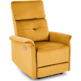 Semir velvet mustard electrically reclining armchair with usb Halmar