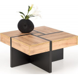 Sevilla 80x80cm oak craft&amp;black square coffee table with drawers Halmar