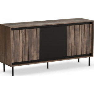 Swing KM1 150x40cm walnut&amp;black chest of drawers Halmar