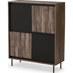 Swing KM2 104x40cm walnut&amp;black chest of drawers Halmar