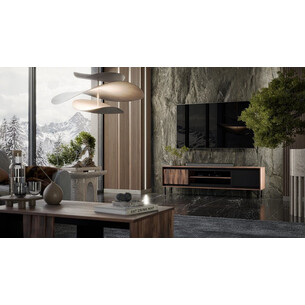 Swing 180x40cm walnut&amp;black tv stand on legs Halmar 2