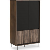 Swing 179x102x55cm walnut&amp;black cabinet on legs Halmar