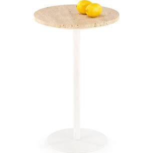 Stolik boczny okrągły Traverso 35cm H56cm trawertyn / biały Halmar 2