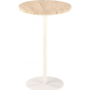 Traverso 35cm h56cm travertine&amp;white round side table Halmar