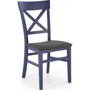 Tutti II navy blue&amp;inari 95 wooden chair with upholstered seat Halmar