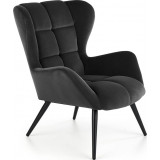 Tyrion black quilted velvet armchair Halmar