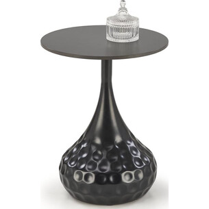 Stolik boczny okrągły Verde 40cm czarny marmur / biały Halmar 2