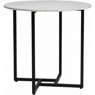 Alto 80cm white marble effect&amp;black round table Signal