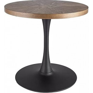 Amadeo 80cm walnut&amp;black matte round table on one leg Signal