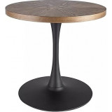 Amadeo 80cm walnut&amp;black matte round table on one leg Signal