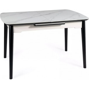 Apollo 150-190x90cm white marble effect&amp;black modern extendable table Signal