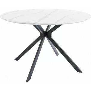 Aster 120cm white marble effect&amp;black matte round table Signal