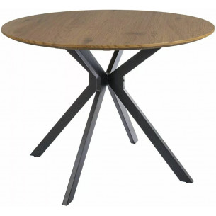 Aster 100cm oak&amp;black round industrial table Signal