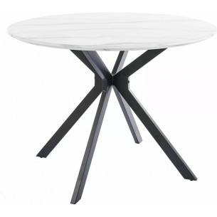 Aster 100cm white marble effect&amp;black matte round table Signal