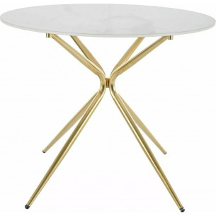 Azalia 90cm white ceramic glamour table with gold legs Signal