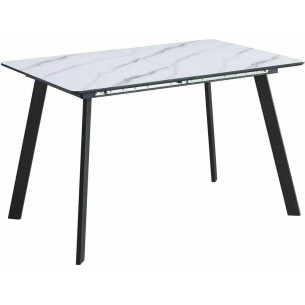 Bari 120-160x80cm white marble effect&amp;black matte extendable table Signal