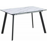 Stół rozkładany Bari 120-160x80cm biały efekt marmuru / czarny mat Signal