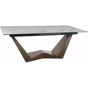 Bonucci 200-250x98cm white statuario venato&amp;walnut extendable dining table with ceramic top Signal