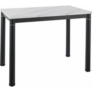 Damar 100x60cm white marble effect&amp;black matte rectangular table Signal