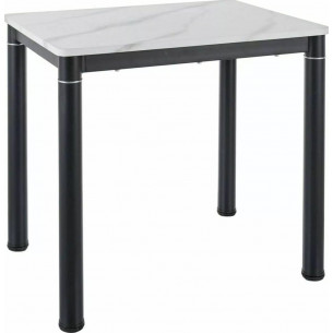 Damar 80x60cm white marble effect&amp;black matte rectangular table Signal