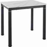 Damar 80x60cm white marble effect&amp;black matte rectangular table Signal