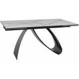 Stół nowoczesny rozkładany Diuna Ceramic 160-240x90cm biały mat statuario venato / czarny mat Signal