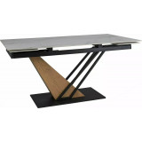 Genesis 180-240x90cm white marble effect&amp;oak&amp;black modern extendable table Signal