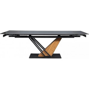 Genesis 160-220x90cm black marble effect&amp;black&amp;ash modern extendable table Signal