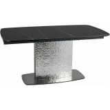 Moncler 160-240x90cm black sahara noir&amp;black matte&amp;silver ceramic table with one leg Signal
