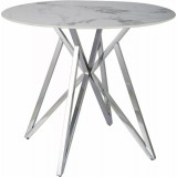 Murano 90cm white marble effect&amp;chrome ceramic glamour dining table Signal