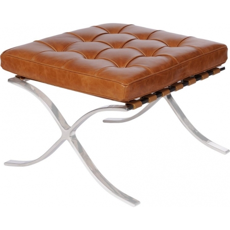 Barcelon Vintage light brown quilted leather footstool D2.Design