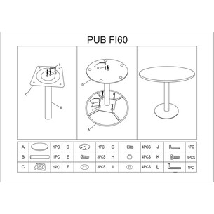 Pub 60cm h73cm black round bar table on one leg Signal 2