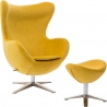 Designerski Fotel tapicerowany z podnóżkiem Jajo Velvet Żółty D2.Design do salonu i sypialni.