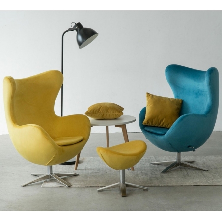 Jajo Velvet yellow swivel armchair with footrest D2.Design