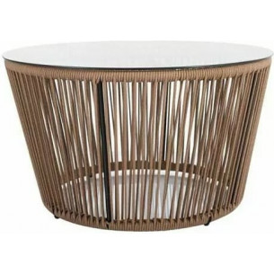 Bahama 80cm smoked&amp;brown glass table with woven base Signal