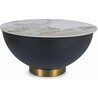 Cyprus 73cm white gloss marble effect&amp;black matte round coffee table Signal