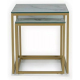 Gloria II white marble effect&amp;gold glamour coffee table set Signal
