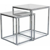 Gloria II white marble effect&amp;chrome glamour coffee table set Signal