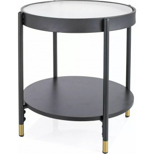 Laguna 45cm black&amp;transparent side table glass with shelf Signal