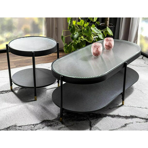 Stolik boczny szklany z półką Laguna 45cm czarny / transparentny Signal 2