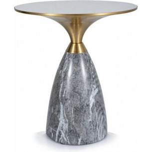 Leo 50cm white marble effect&amp;gold&amp;grey round side table Signal