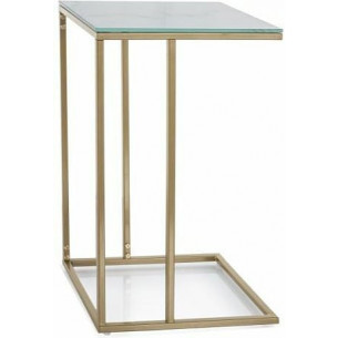 Symphony 40x30cm white marble effect&amp;gold glass side table Signal