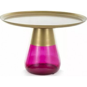 Tiffany 70cm matte gold&amp;purple tray coffee table on A glass base Signal