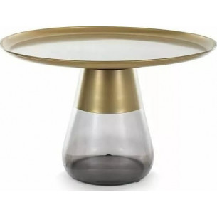 Tiffany 70cm matte gold&amp;black tray coffee table on A glass base Signal