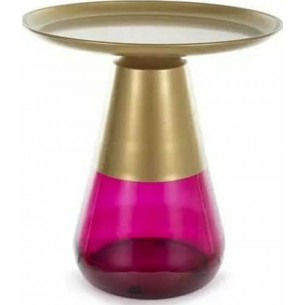 Tiffany 50cm matte gold&amp;purple tray coffee table on A glass base Signal